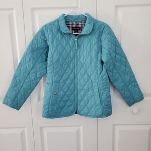 Lands' End Blue Quilted Coat Girls Size 10/12